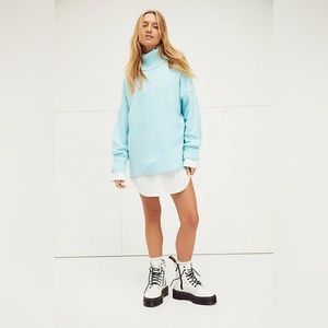 FREE PEOPLE blue afterglow mock neck sweater